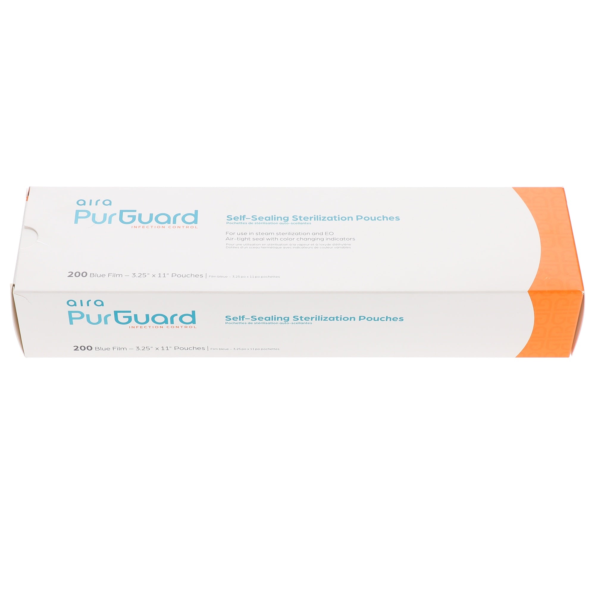 Aira 100546 PurGuard Self-Sealing Sterilization Pouches Paper Blue Film 3.25
