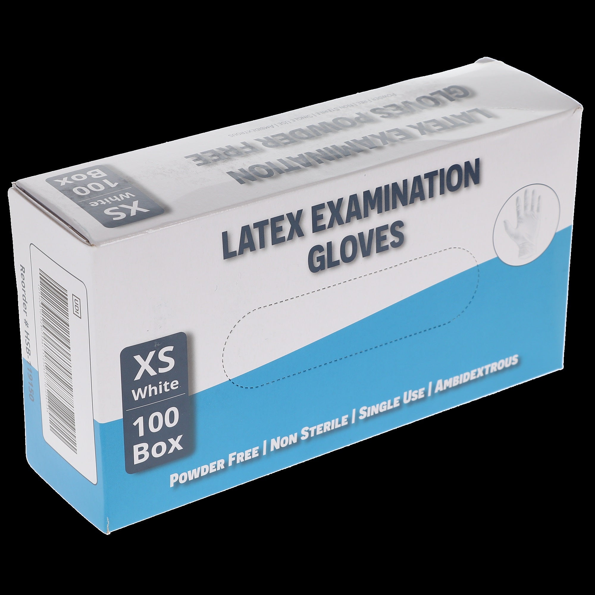 House Brand Dentistry 119150 HSB Latex Exam Gloves Extra Small White Powder Free 100/Bx