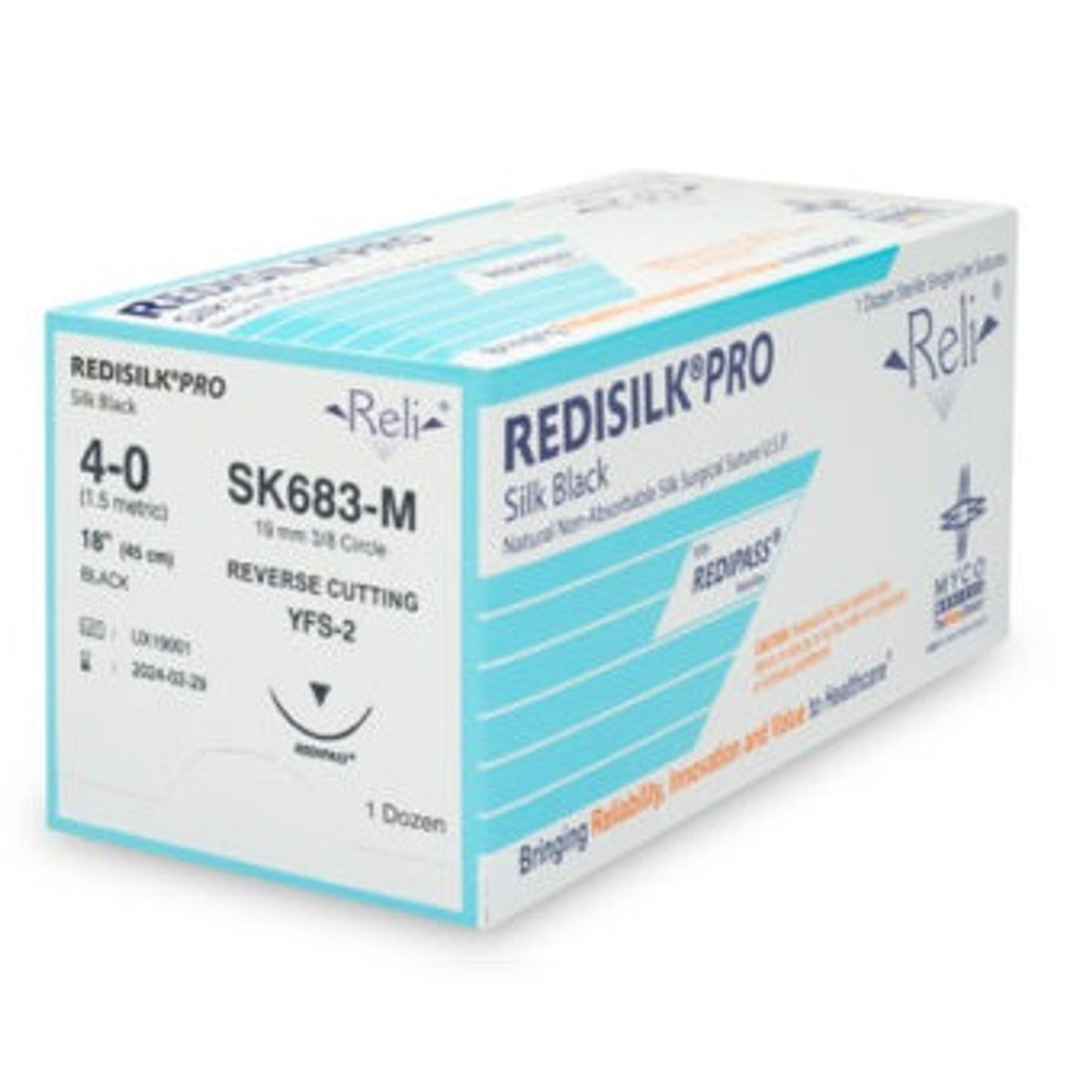 Myco Medical SK683 Silk Black Braided Sutures C-6 Needle 4/0 18