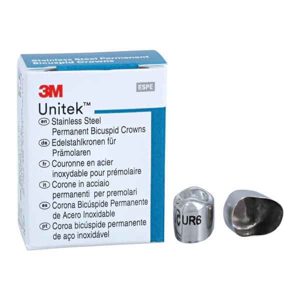 3M Solventum 900526 Unitek Crowns Stainless Steel 1st Permanent Bicuspid #6 Upper Right 5/Bx