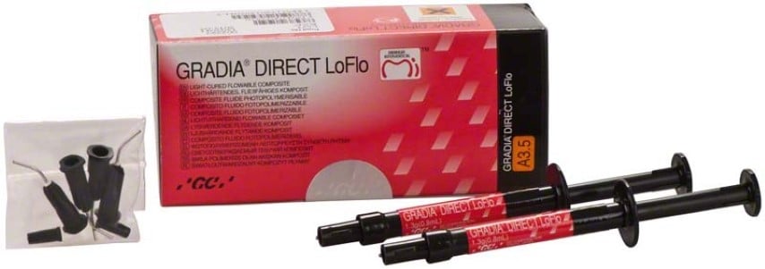 GC 002292 Gradia Direct Loflo Flowable Dental Composite Syringe A3.5 2/Pk 1.3gm EXP Jun 2026