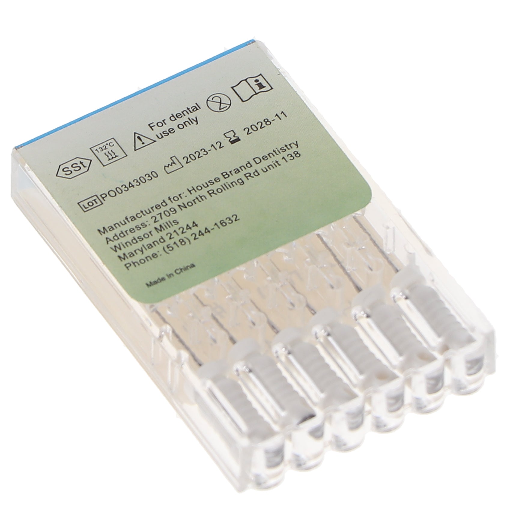 House Brand Dentistry 400451 HSB Hedstrom Endodontic Files Stainless Steel 21mm #15 White 6/Pk