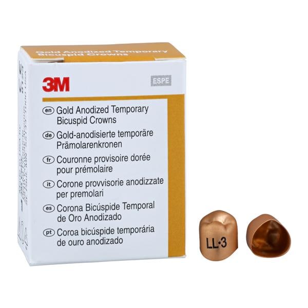 3M Solventum 940533 Unitek Crowns Gold Anodized 1st Bicuspid #3 Lower Left 5/Bx