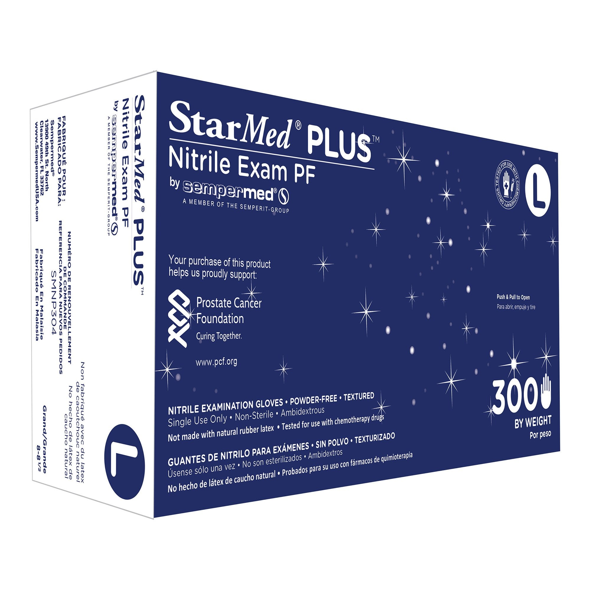 Sempermed SMNP304 StarMed Plus Nitrile Exam Gloves Large Powder Free 300/Bx