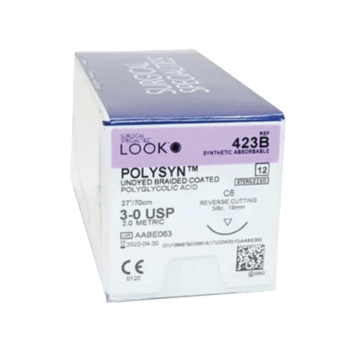 Look X423B Polysyn PGA Undyed Sutures C-6 3-0 27