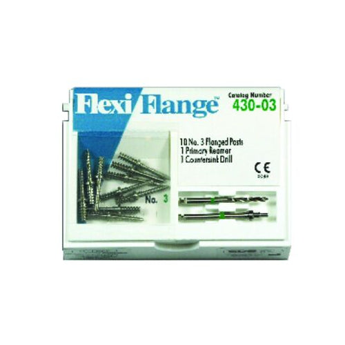 Essential Dental Systems 430-03 Flexi-Flange Posts Stainless Steel #3 Green 10/Pk