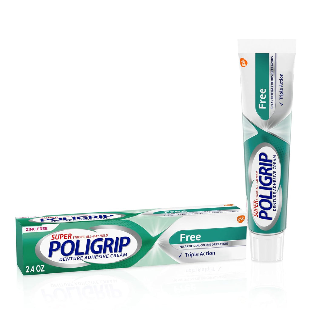 GlaxoSmithKline 07204 Super Poligrip Free Denture Adhesive Cream 24/Pk 2.4oz