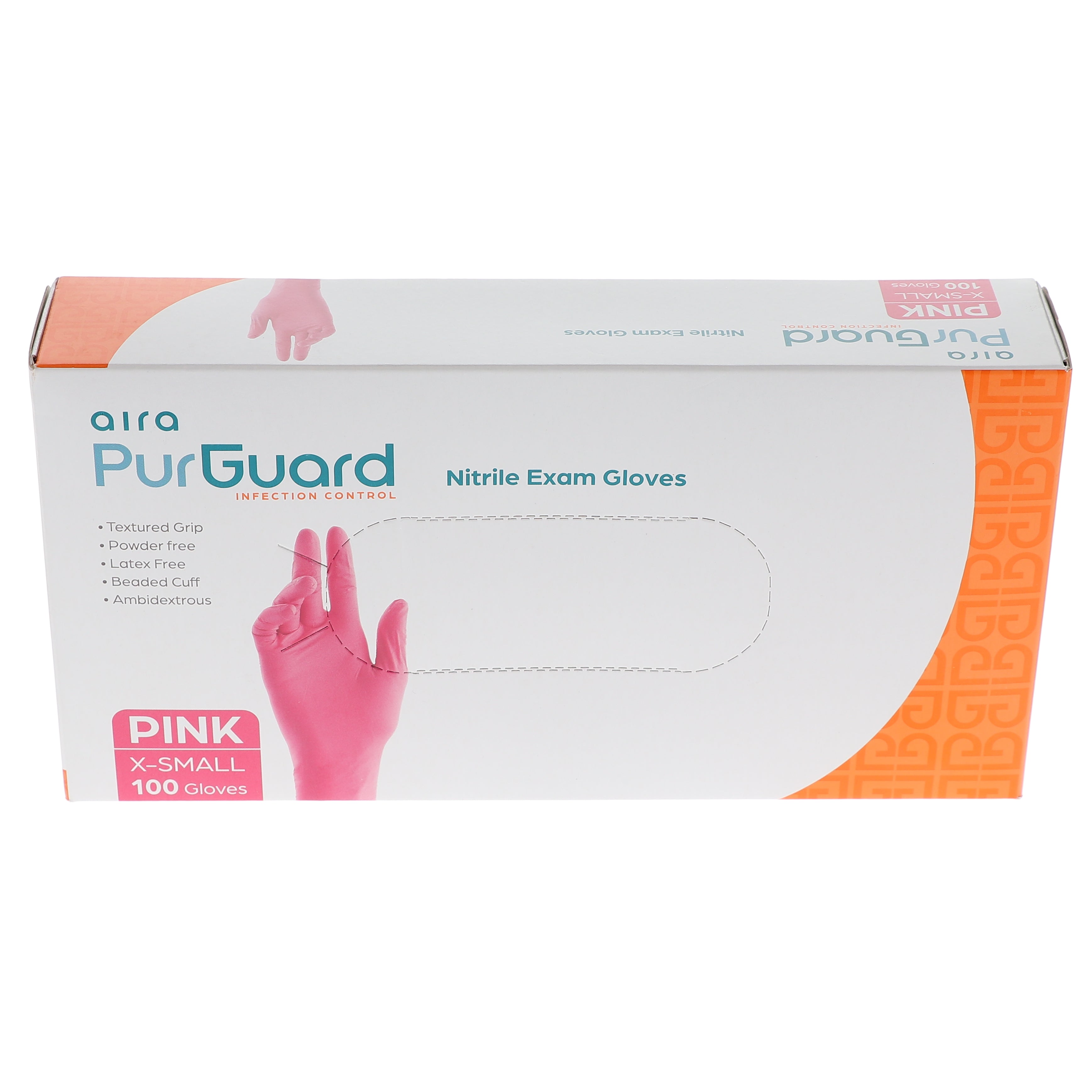 Buy Aira 119120 PurGuard Nitrile Exam Gloves Pink Extra Small Latex ...