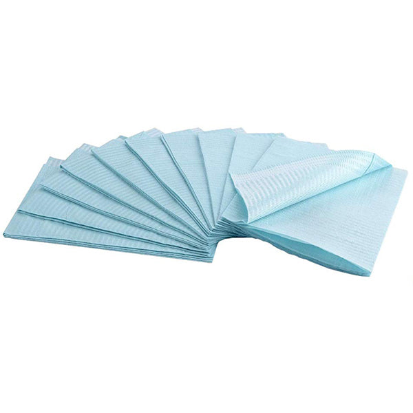 Mydent PB-8001 Defend Plus Patient Bibs Blue 2-Ply Tissue + 1-Ply Poly 500/Pk