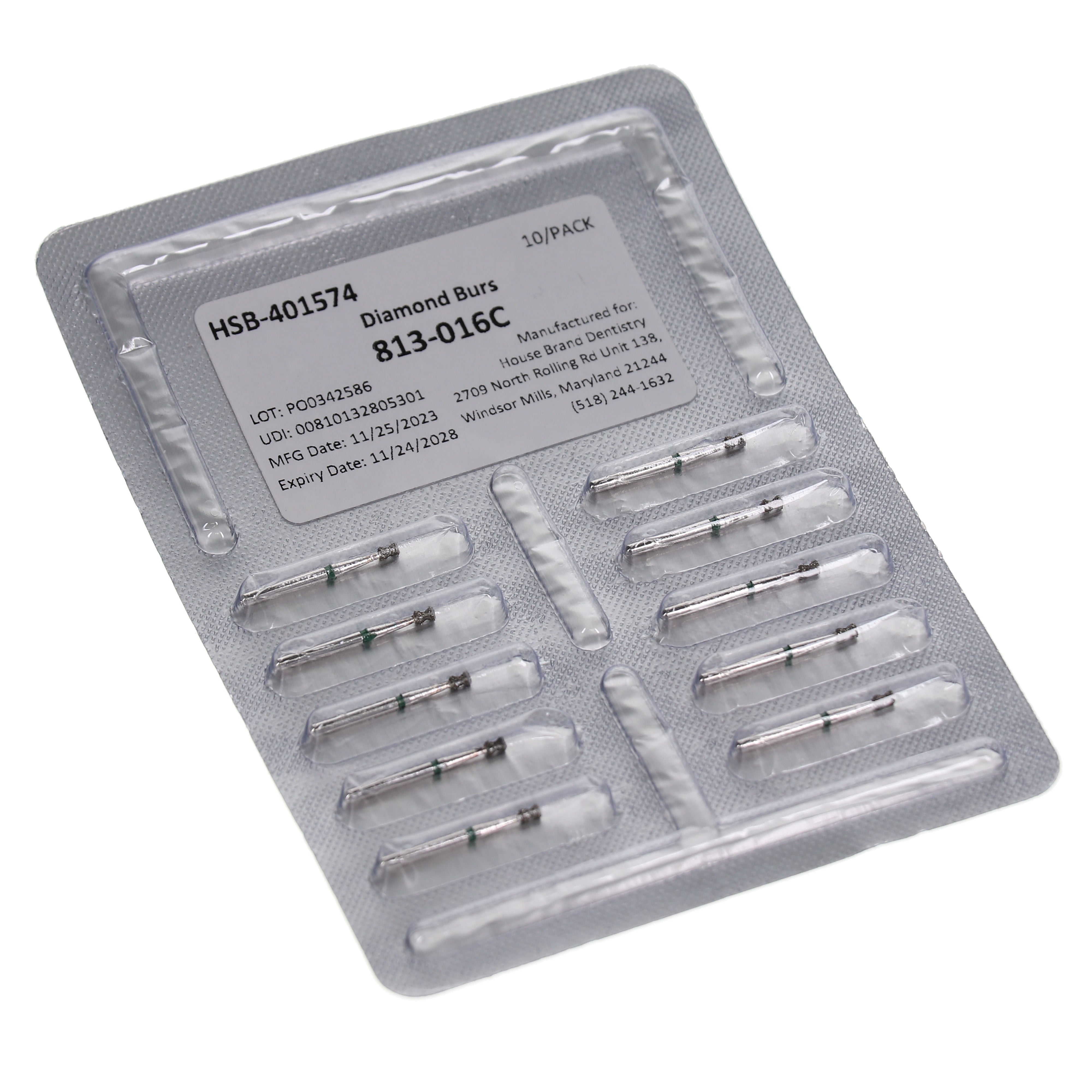 House Brand Dentistry 401574 HSB FG 813-016C Double Inverted Coarse Grit Diamond Burs 10/Pk