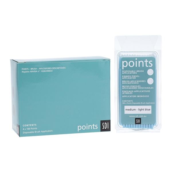 SDI 8100119 Points Brush Applicators Medium 400/Pk Light-Blue
