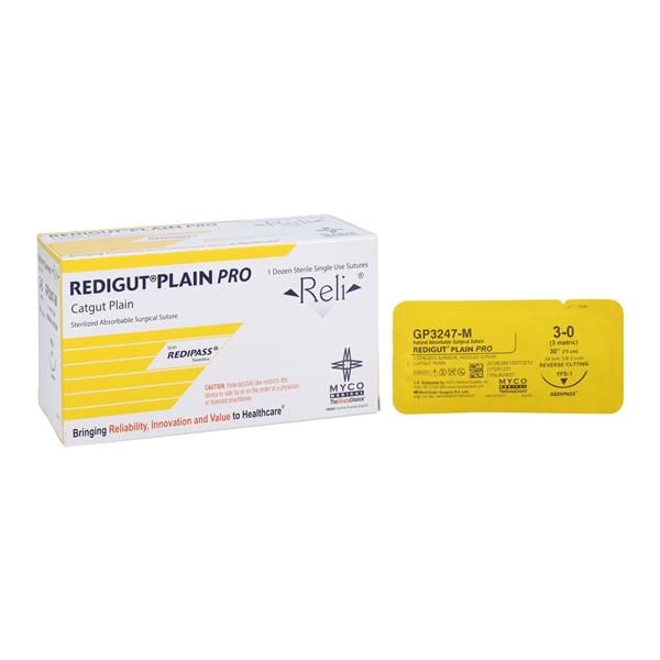 Myco Medical GP3247 Reli Redigut Plain Gut Absorbable Sutures 3-0 MFS-1 27