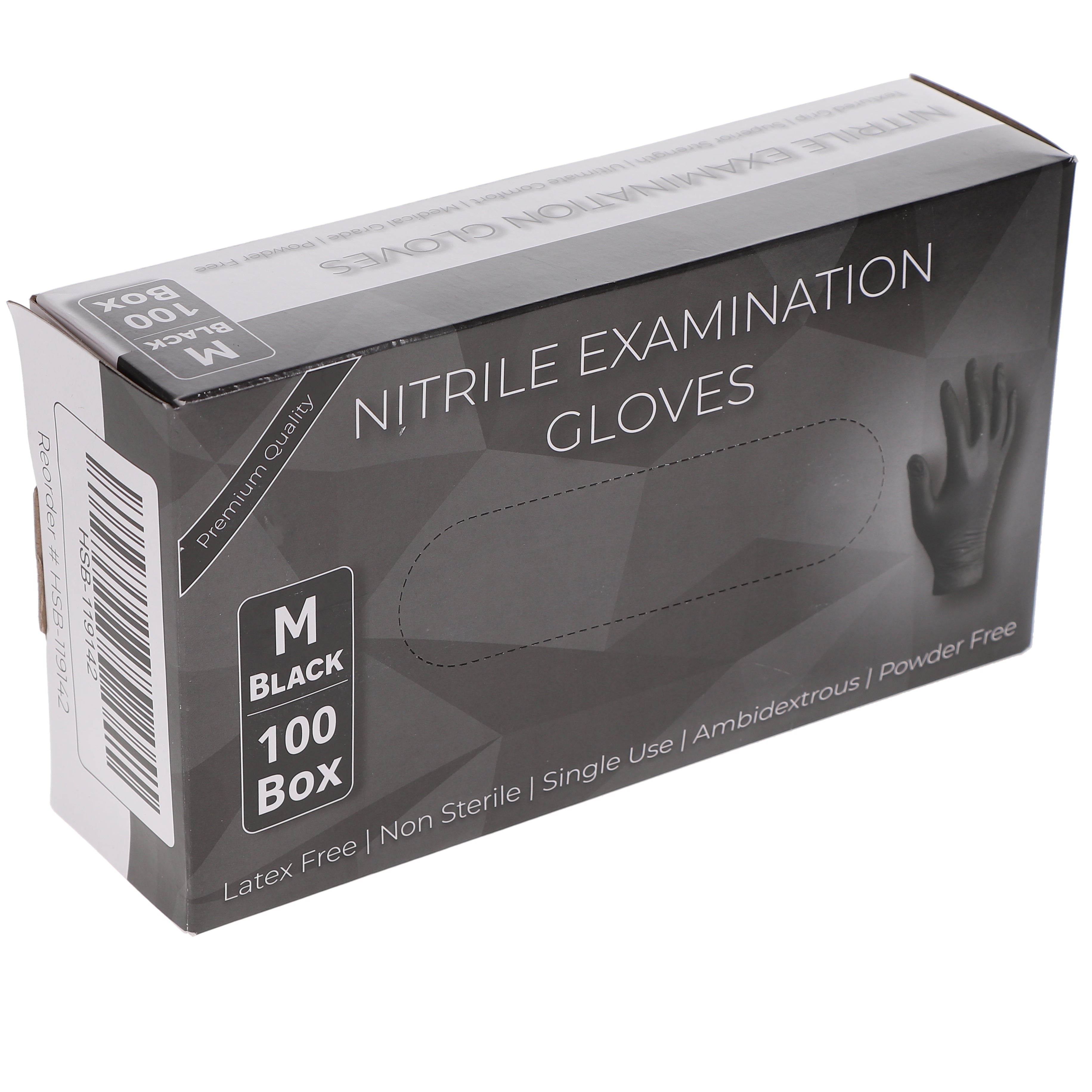 House Brand Dentistry 119142 HSB Nitrile Exam Gloves Black Medium 100/Bx