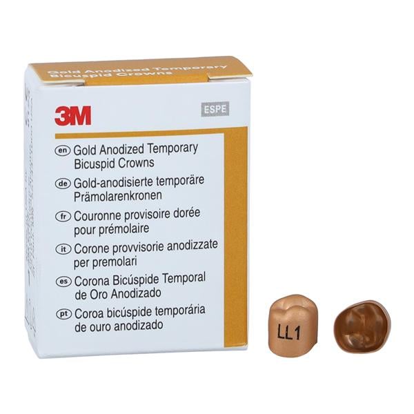 3M Solventum 940631 Unitek Crowns Gold Anodized 2nd Bicuspid #1 Lower Left 5/Bx