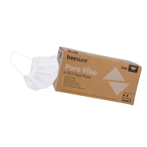 Cranberry BE2580 BeeSure Vibe Earloop Face Masks ASTM Level 3 White 50/Bx
