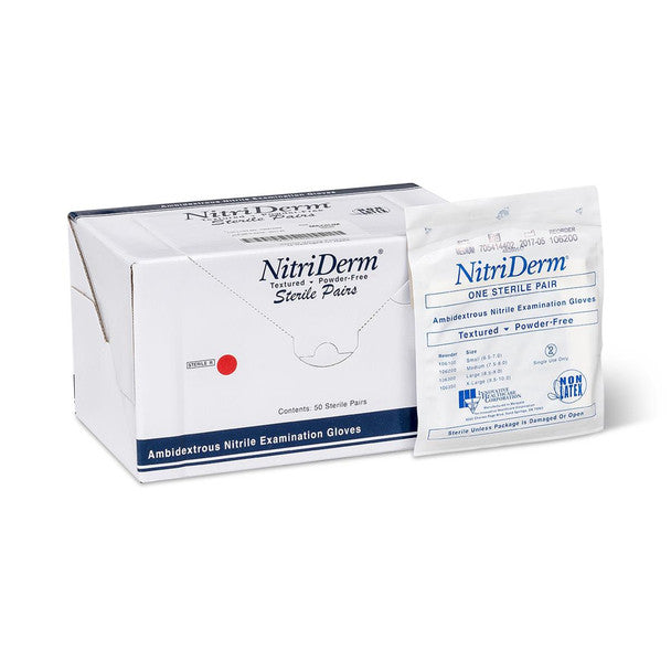 Innovative Healthcare 106200 IHC Nitriderm Nitrile Gloves Sterile Medium 50 Pairs Per Box