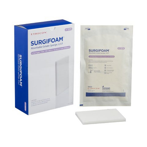 J&J Ethicon 1974 Surgifoam Absorbable Gelatin Sponges 8cm x 12.5cm x 10mm 100/Pk