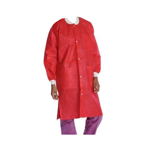 ValuMax 3660RDM Extra-Safe Lab Coats Red Medium SMS Fabric 10/Pk