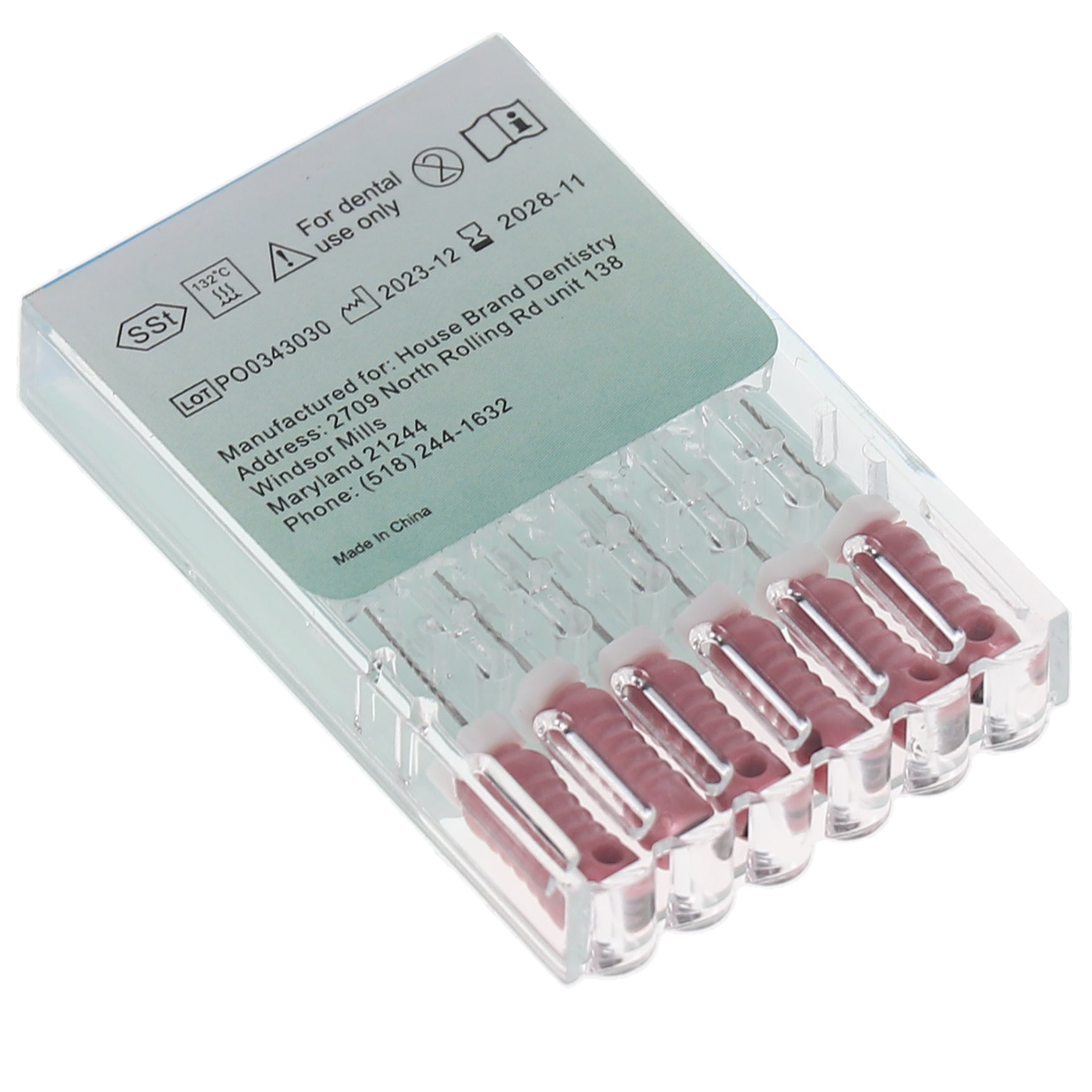 House Brand Dentistry 400100 HSB Endodontic K-Files 21mm #06 Pink Stainless Steel 6/Pk