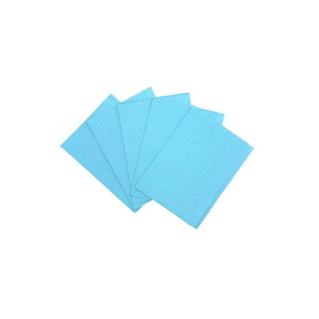 Mydent PB-8001 Defend Plus Patient Bibs Blue 2-Ply Tissue + 1-Ply Poly 500/Pk