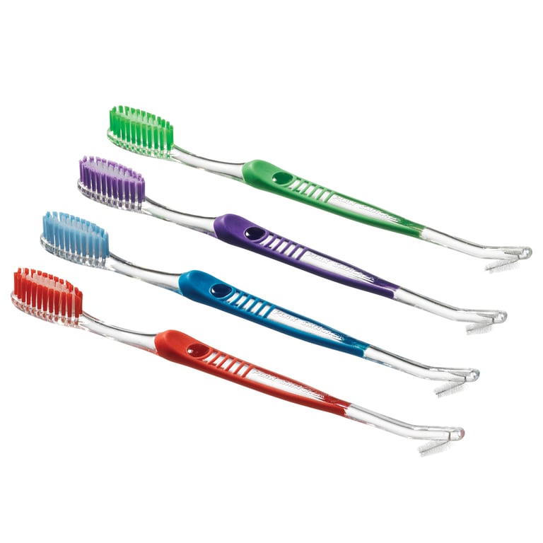 Plak Smacker 10003 Dual Head Toothbrushes Rubber Handle 40 Tuft Assorted 144/Pk