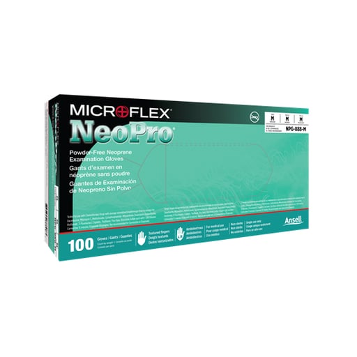 Microflex NPG-888-M NeoPro Chloroprene Gloves Medium Green PF 100/Bx