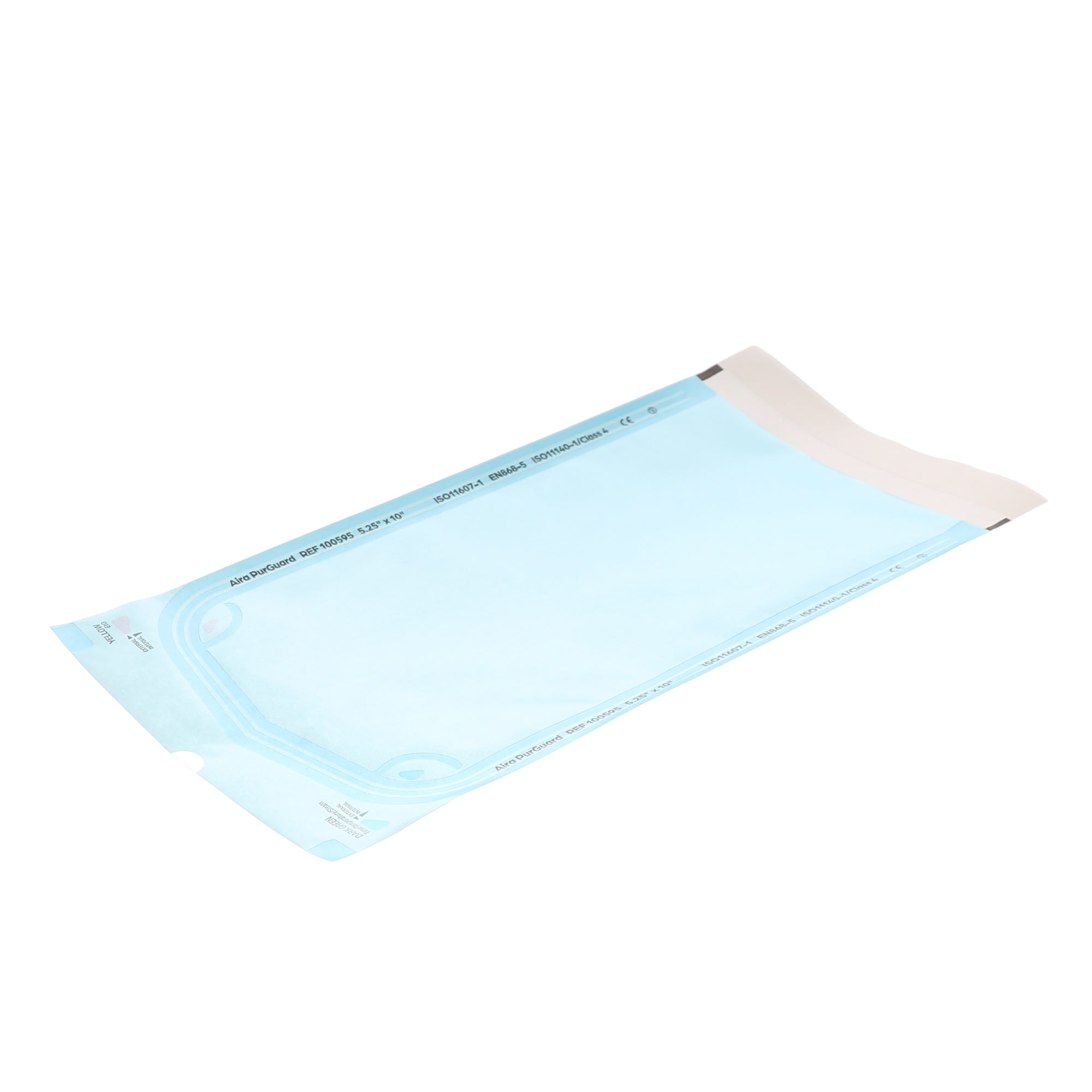 Aira 100595 PurGuard Self-Sealing Sterilization Pouches Paper Film Blue 5.25 X 10 500/Pk