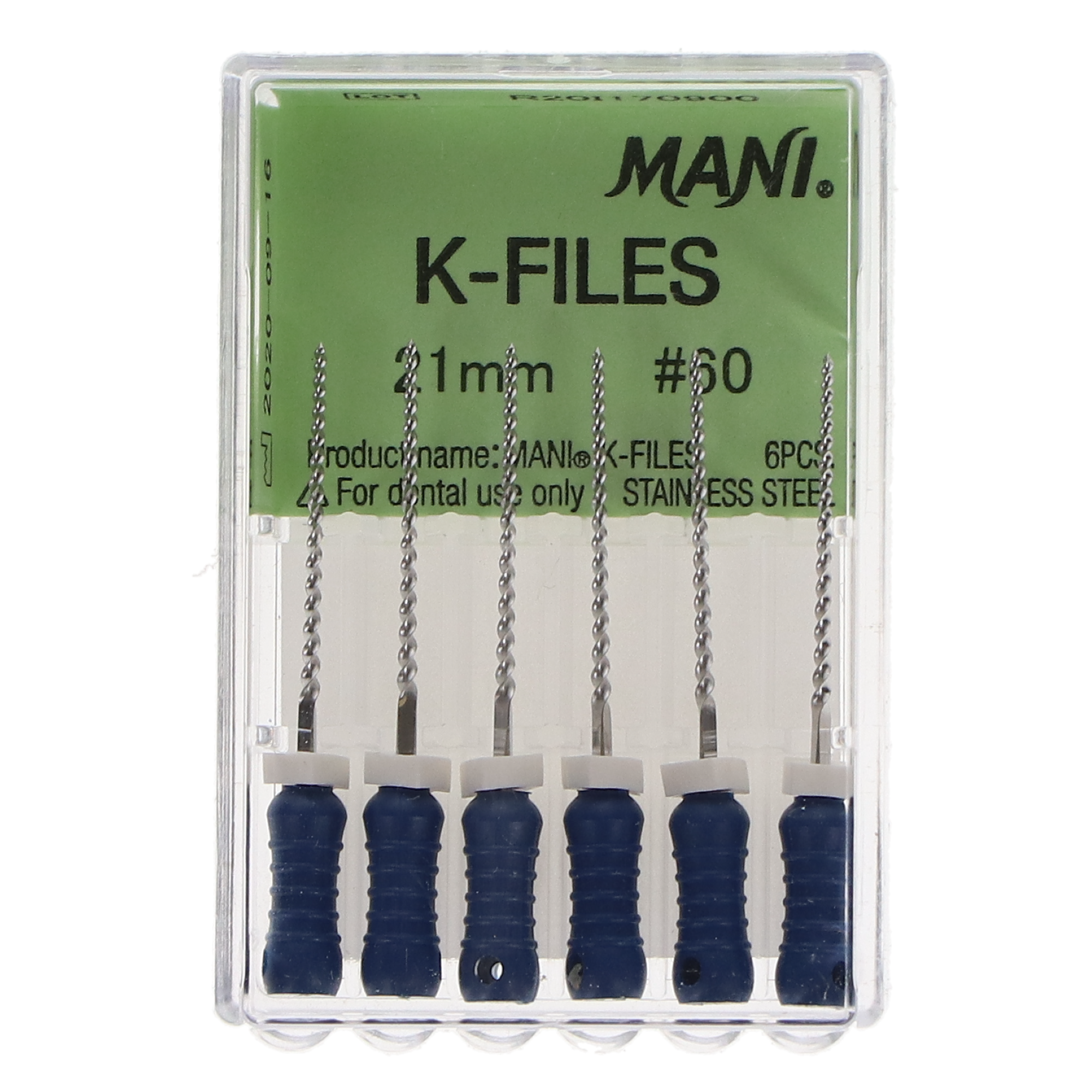 Mani MK2160 Endodontic K-Files 21mm #60 6/Bx