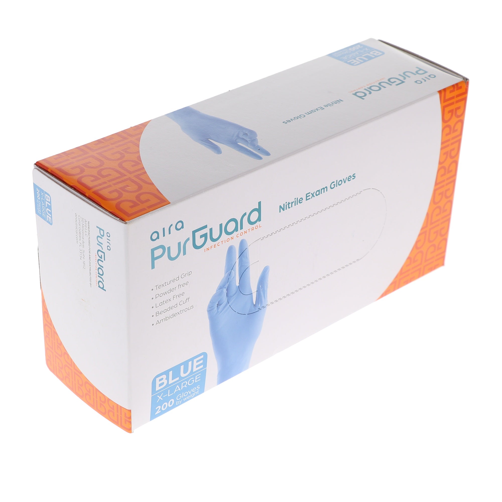 Aira 119204 PurGuard Nitrile Exam Gloves Extra Large Latex Free 200/Bx
