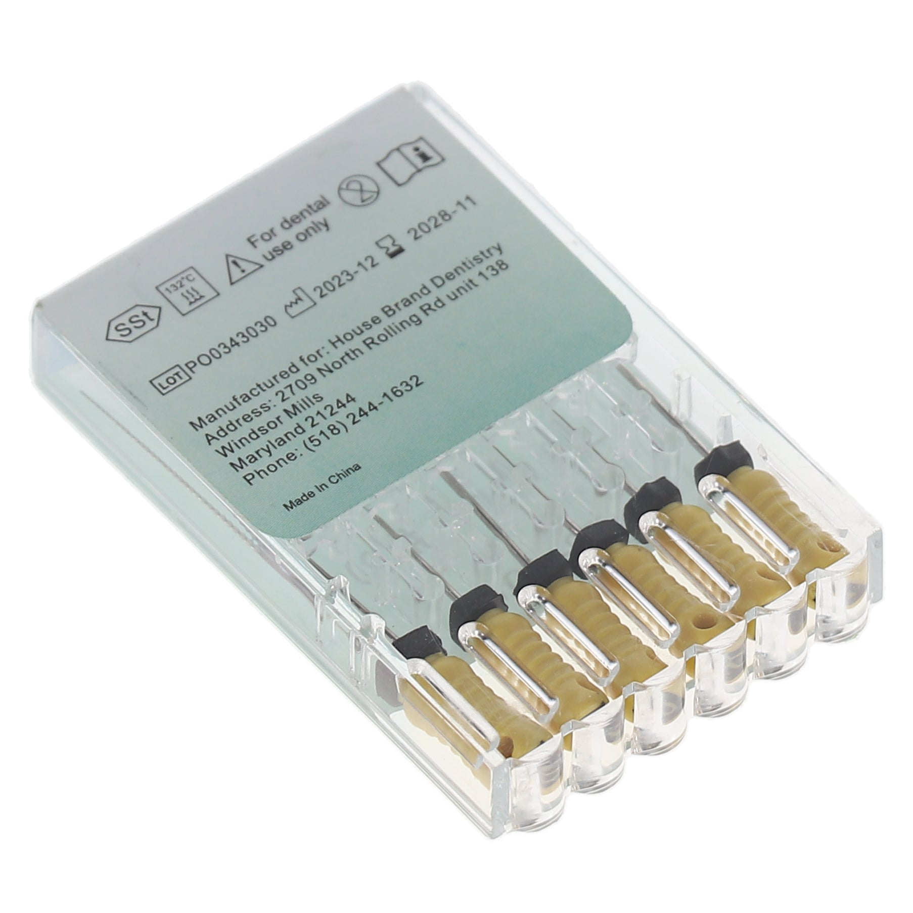 House Brand Dentistry 400139 HSB Endodontic K-Files 31mm #20 Yellow Stainless Steel 6/Pk