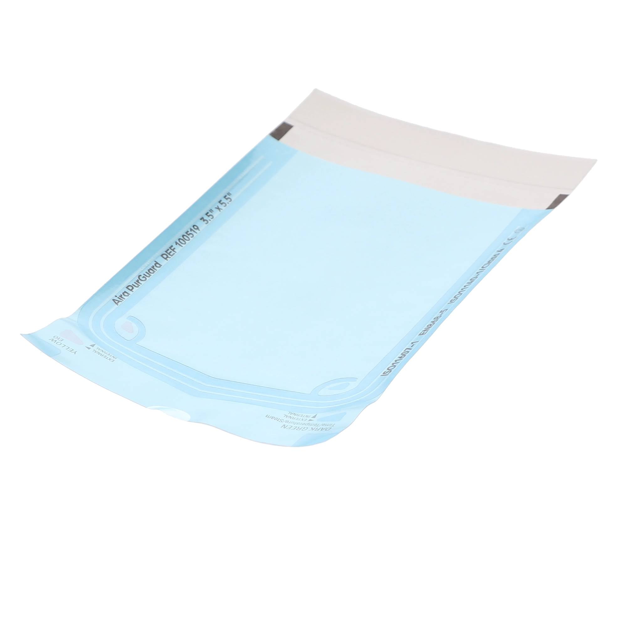 Aira 100519 PurGuard Self-Sealing Sterilization Paper/Blue Film Pouches 3.50