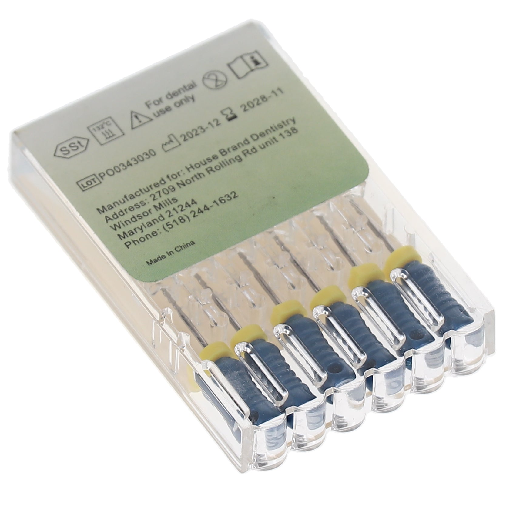 House Brand Dentistry 400472 HSB Hedstrom Endodontic Files Stainless Steel 25mm #30 Blue 6/Pk