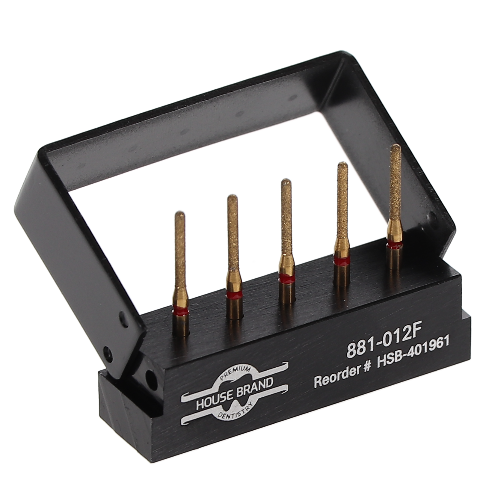 House Brand Dentistry 401961 HSB FG 881-012F Precision Zirconia Round End Cylinder Fine Grit Diamond Burs 5/Pk