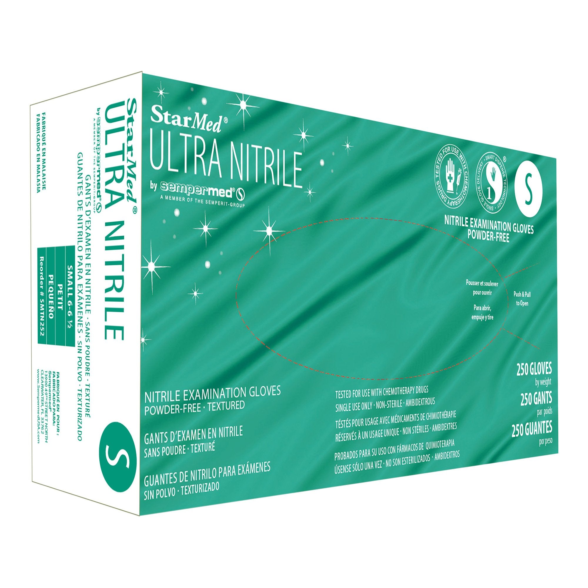Sempermed SMTN252 Starmed Ultra Nitrile Exam Gloves Small Powder Free 250/Bx
