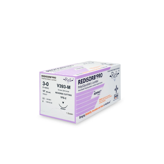 Myco Medical V393-M Reli Pro Redisorb Violet Braided Sutures 3-0 MFS-2 18