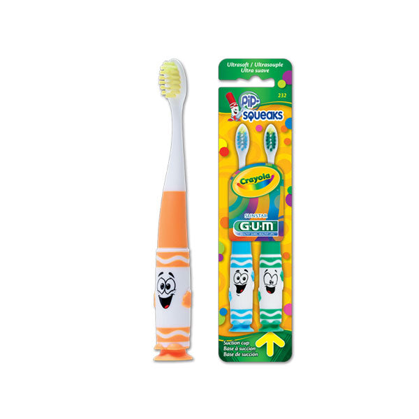 Sunstar Butler 232PY Toothbrush GUM Crayola Pip-Squeaks 12/Bx Ultra Soft