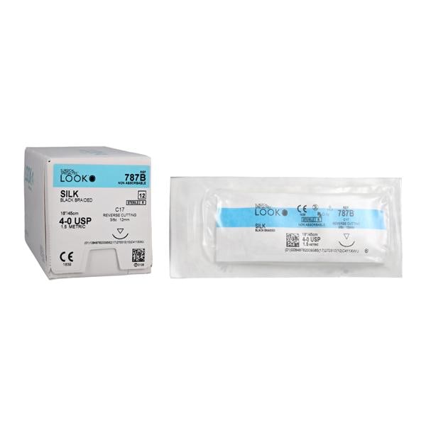 Look X787B Silk Black Sutures 4-0 18