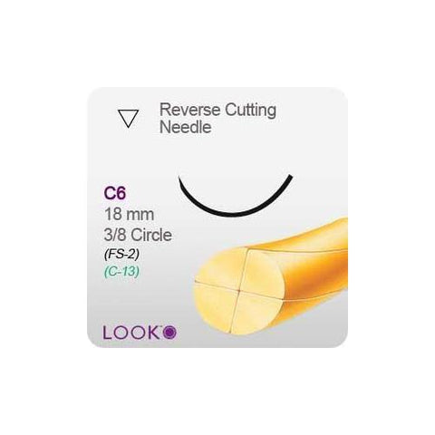 Look 554B Plain Gut Absorbable Reverse Cutting Sutures C6 3/8 Circle 3-0 27" 12/Bx