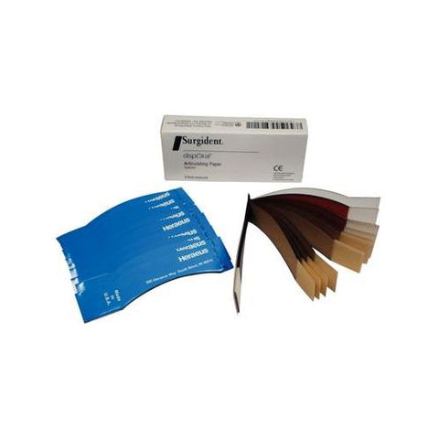 Kulzer 50099121 Surgident dispOral Articulating Paper Curved Red/Blue 12 x 4/Pk