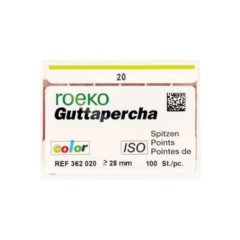 Coltene ROEKO 362020 Dental Guttapercha Points Color ISO Size 20 100/Pk EXP Jan 2023