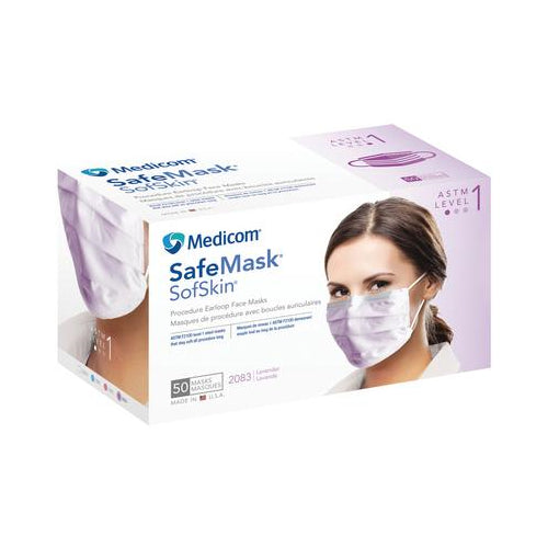 Medicom 2083 Safe-Mask Sofskin Earloop Face Masks ASTM 1 Lavender 50/Bx