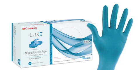 Cranberry CR3667 LUXE Nitrile Examination Gloves Powder Free Medium 300/Bx