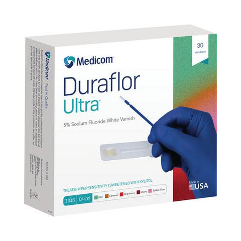 Medicom 1016-BG30 Duraflor Ultra 5% Sodium Fluoride Dental Varnish Bubble Gum 30/Pk 0.4mL