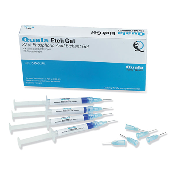 Quala Q400042ML Dental Etch Gel Syringes with 20 Disposable Tips 4/Pk 2.0 mL