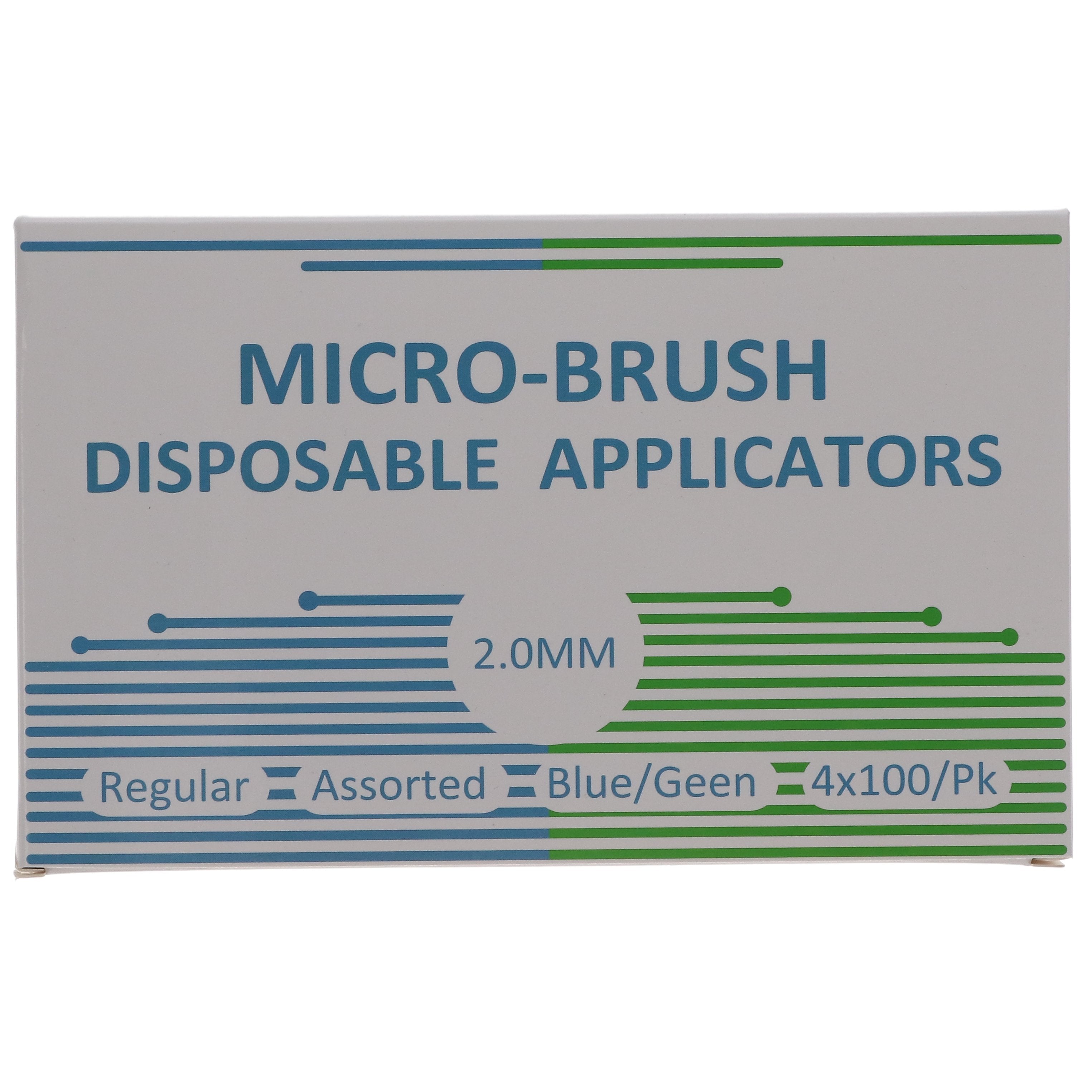 House Brand Dentistry 101315 Micro-Brush Disposable Applicators Regular Assorted Blue/Green 4 x 100/Pk