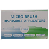 House Brand Dentistry 101315 Micro-Brush Disposable Applicators Regular Assorted Blue/Green 4 x 100/Pk