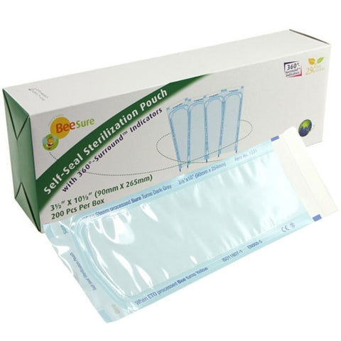 Cranberry BE1231 BeeSure Self Sealing Sterilization Pouches 3.5" X 10.5" 200/Pk