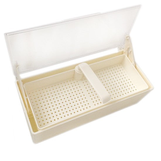 Plasdent 208GST-WH White Germicide Tray with Clear Lid 10-3/8"L x 4"W x 3.25"H