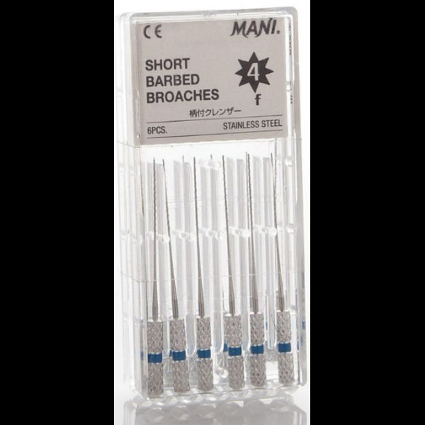 Mani 1506 Short Barbed Broaches #4 Fine 6/Pk