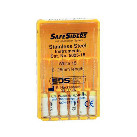 Essential Dental Systems 5025-15 SafeSiders Reamers Stainless Steel 25mm #15 6/Pk